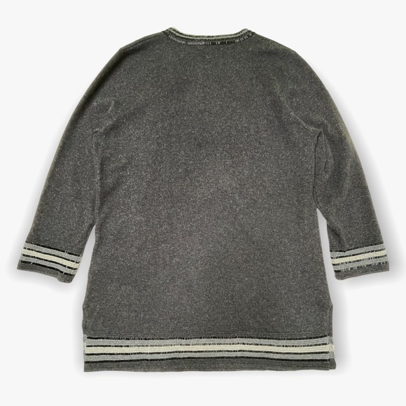 Neiman Marcus Charcoal Grey Beaded Cashmere Tunic Sweater Size Large - Picture 3 of 11